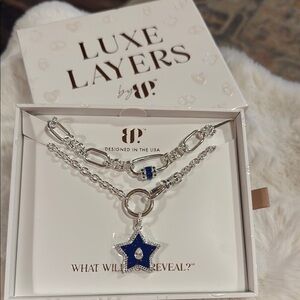 Luxe Layers Silver and Blue Star Charm Necklace